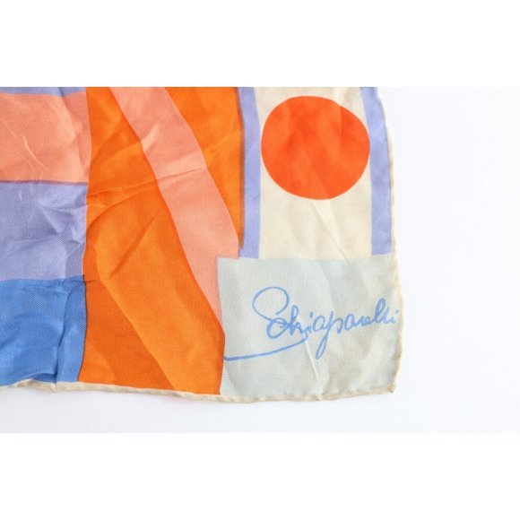 Vtg 60s 70s Mid Century Modern Elsa Schiaparelli Geometric Silk Scarf Wrap USA - Picture 4 of 7